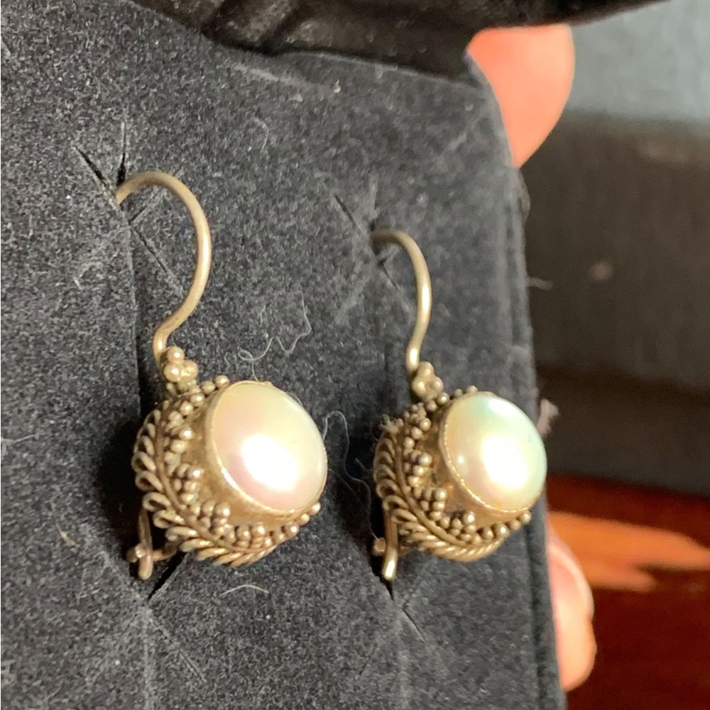 925 silver Large pearl earrings